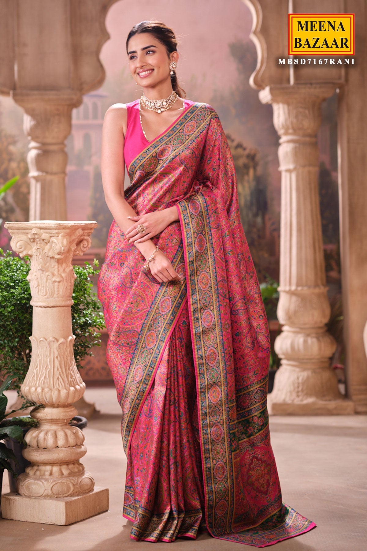 Rani Silk Weaving Saree Traditional Festive Wear
