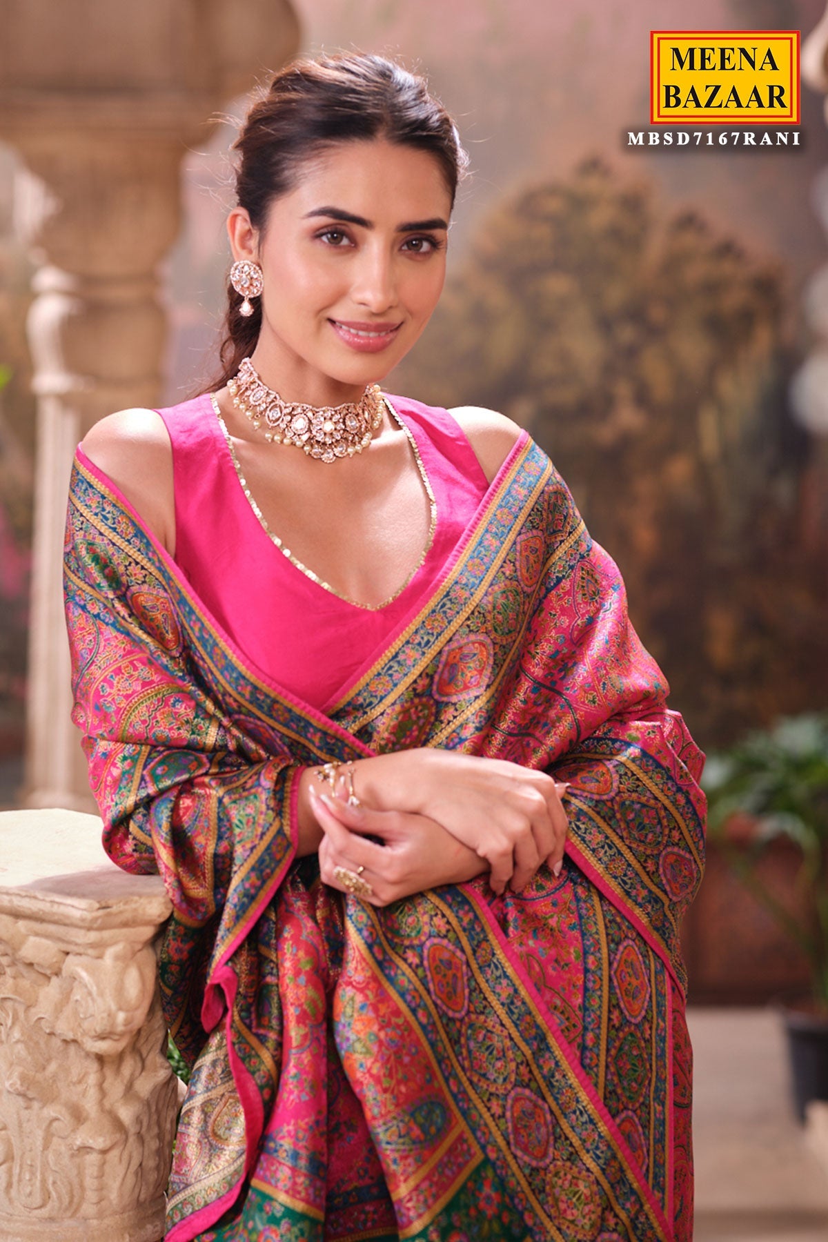 Rani Silk Weaving Saree Traditional Festive Wear