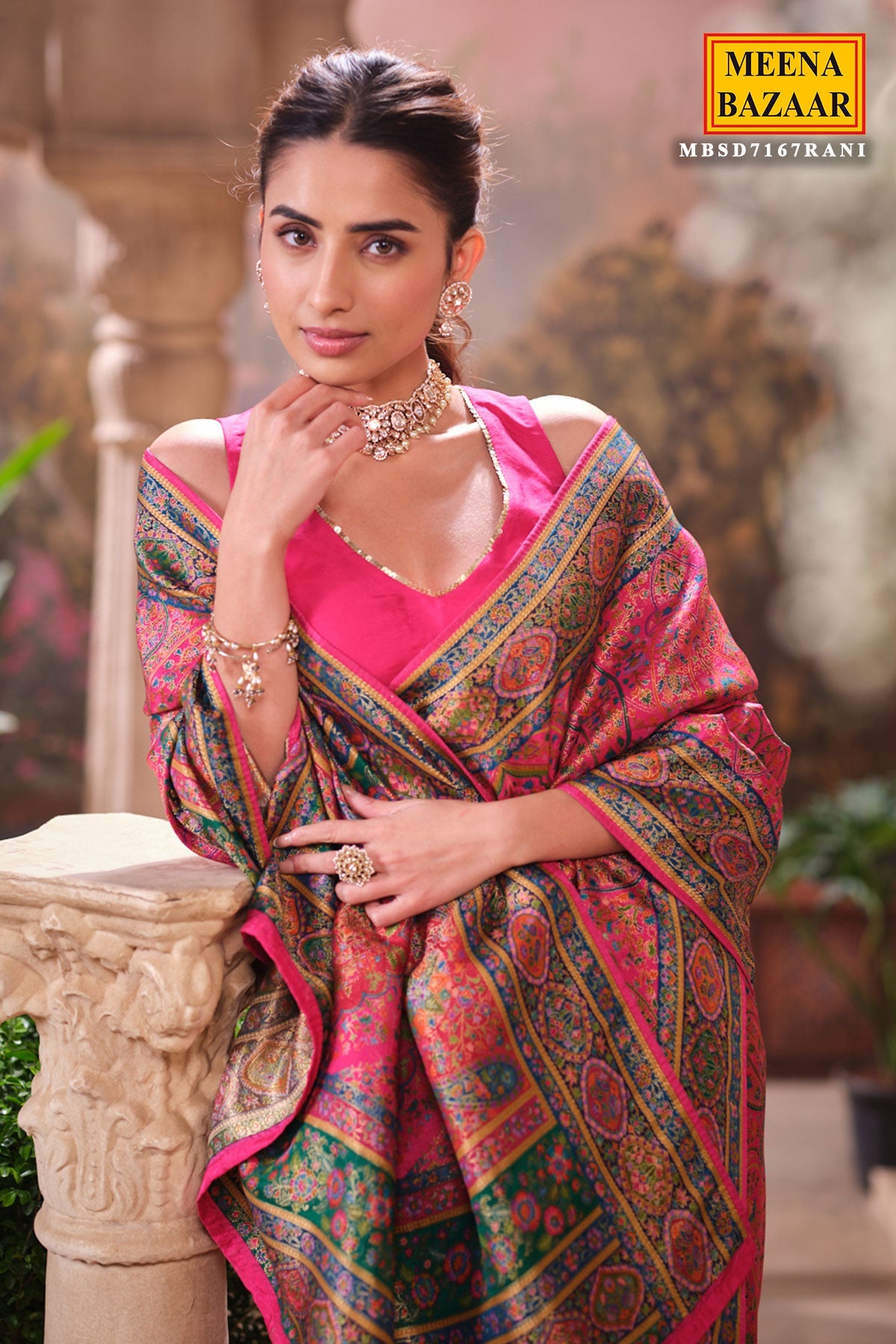 Rani Silk Weaving Saree Traditional Festive Wear
