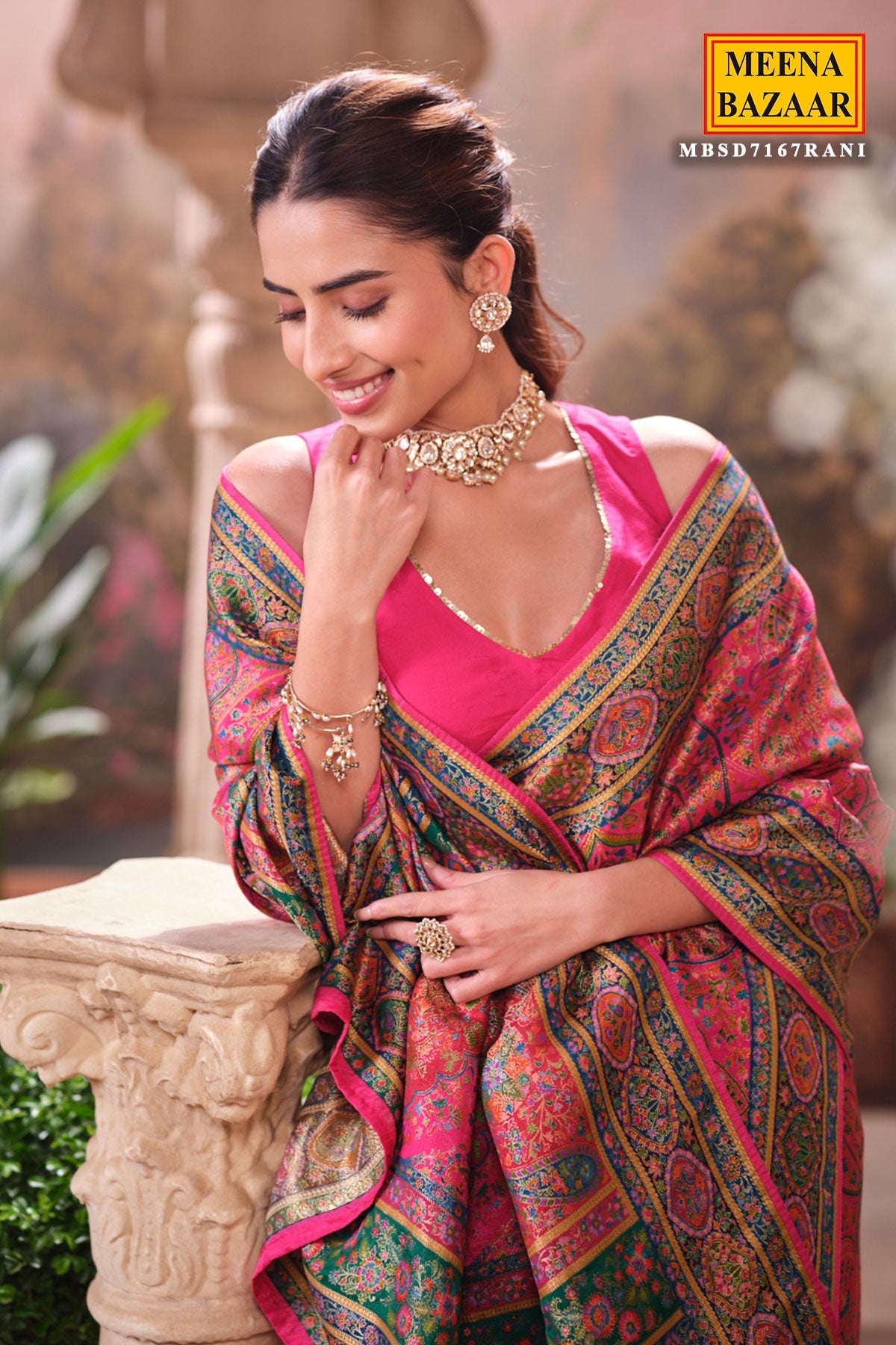 Rani Silk Weaving Saree Traditional Festive Wear