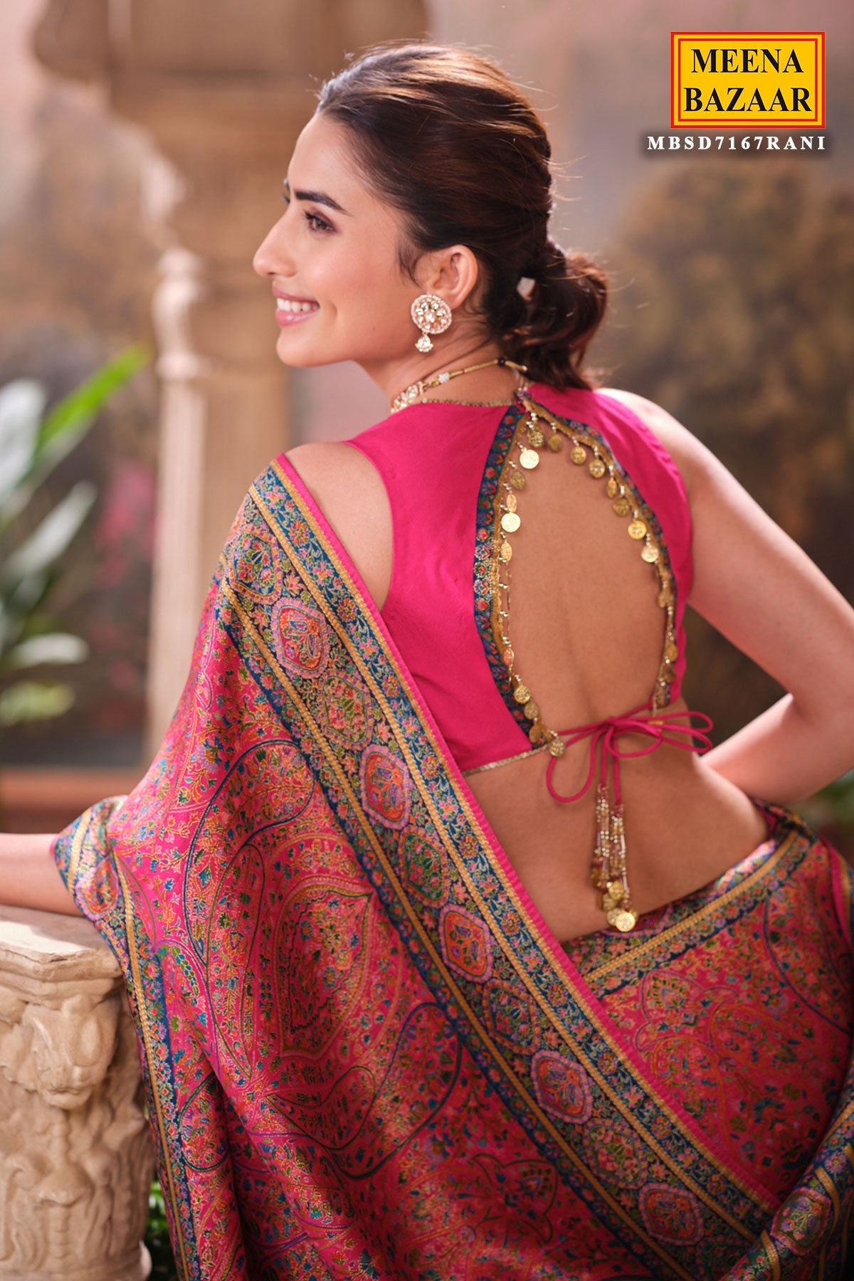 Rani Silk Weaving Saree Traditional Festive Wear