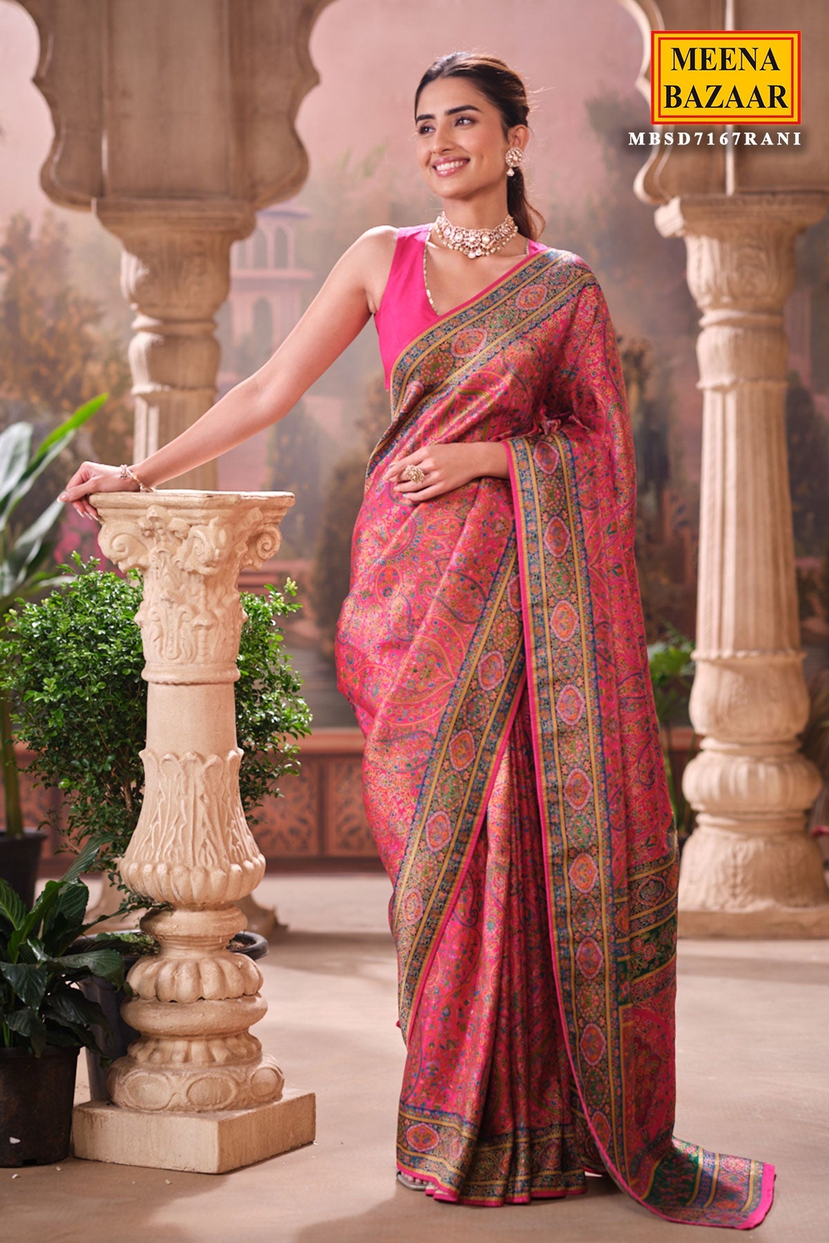 Rani Silk Weaving Saree Traditional Festive Wear