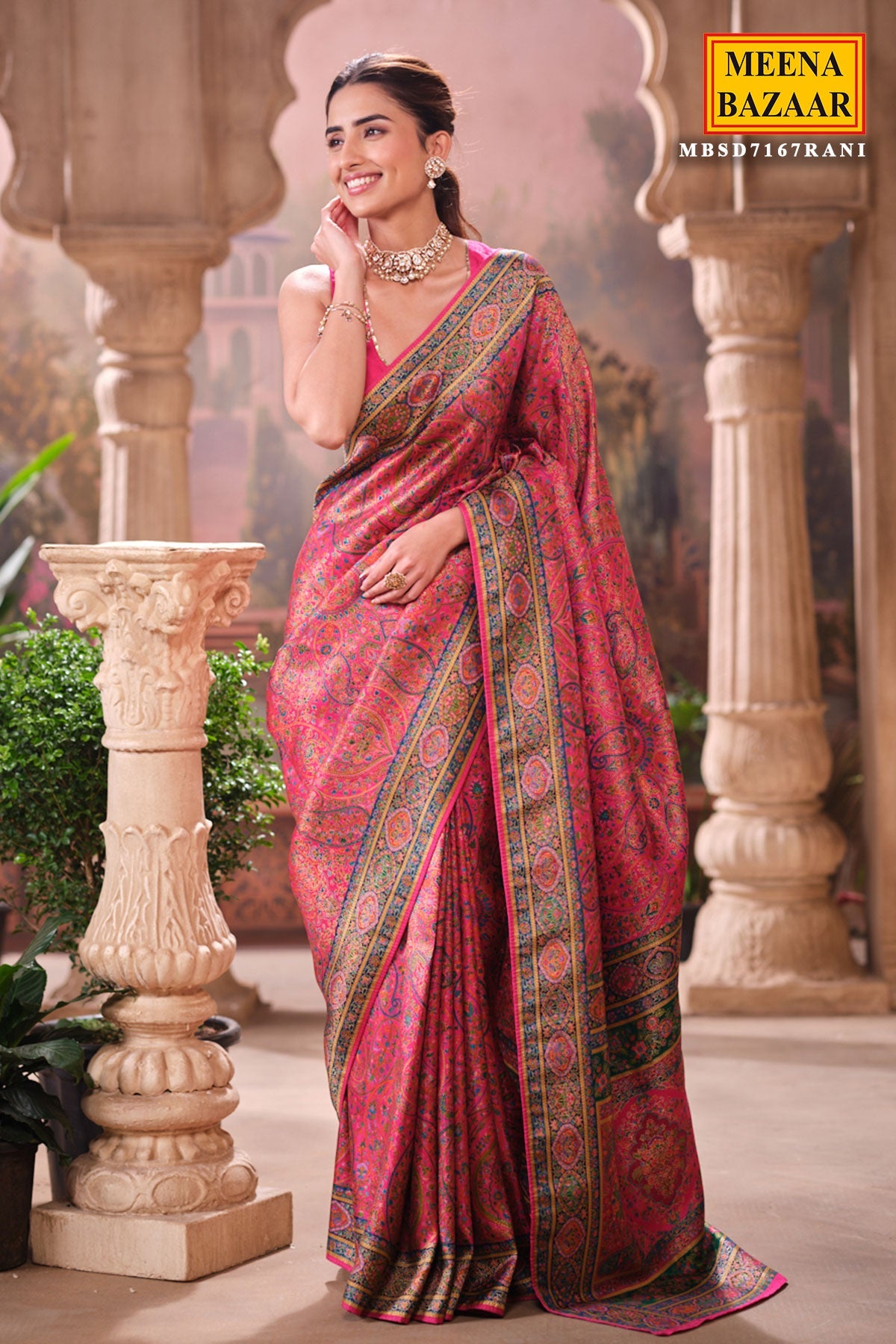 Rani Silk Weaving Saree Traditional Festive Wear