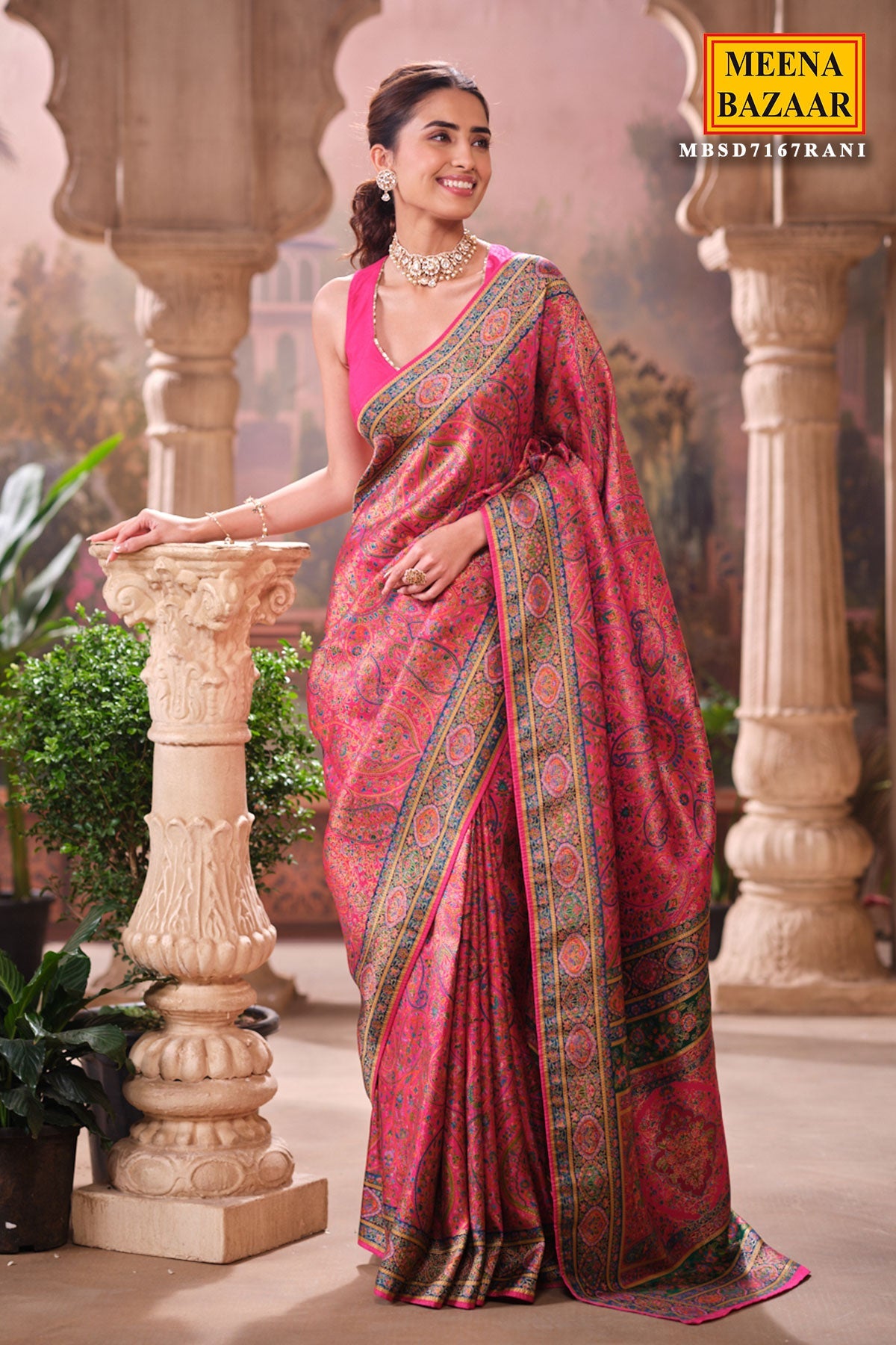 Rani Silk Weaving Saree Traditional Festive Wear