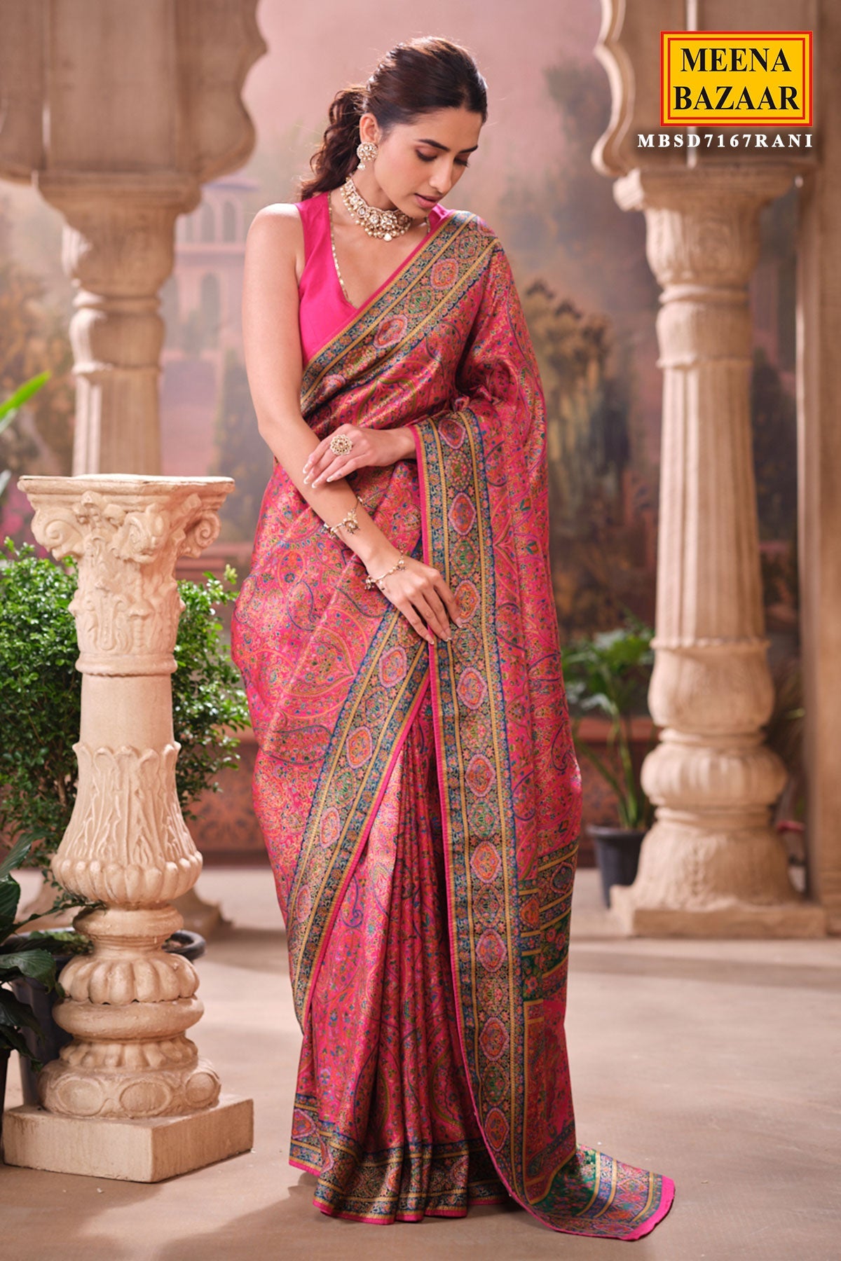 Rani Silk Weaving Saree Traditional Festive Wear