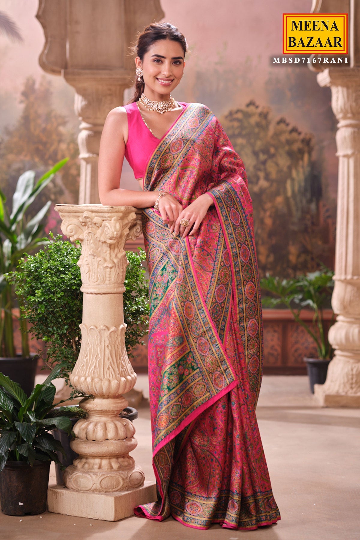Rani Silk Weaving Saree Traditional Festive Wear