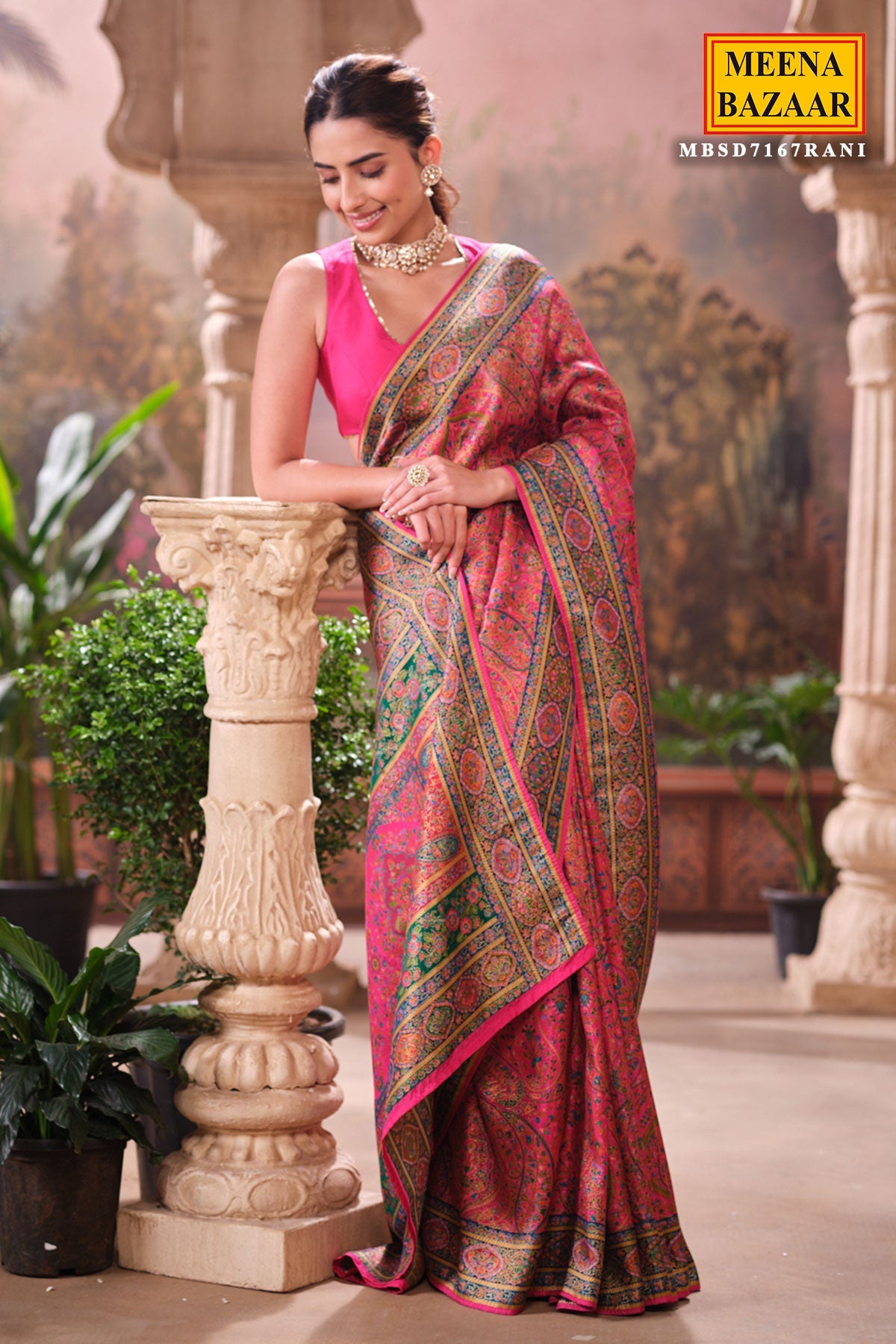 Rani Silk Weaving Saree Traditional Festive Wear