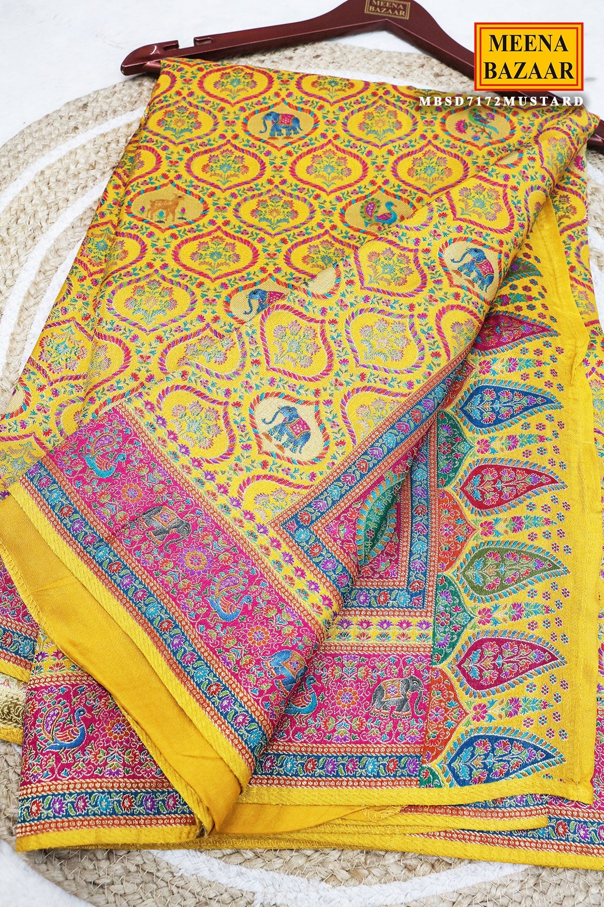 Mustard Silk Weaving Saree Traditional Festive Wear
