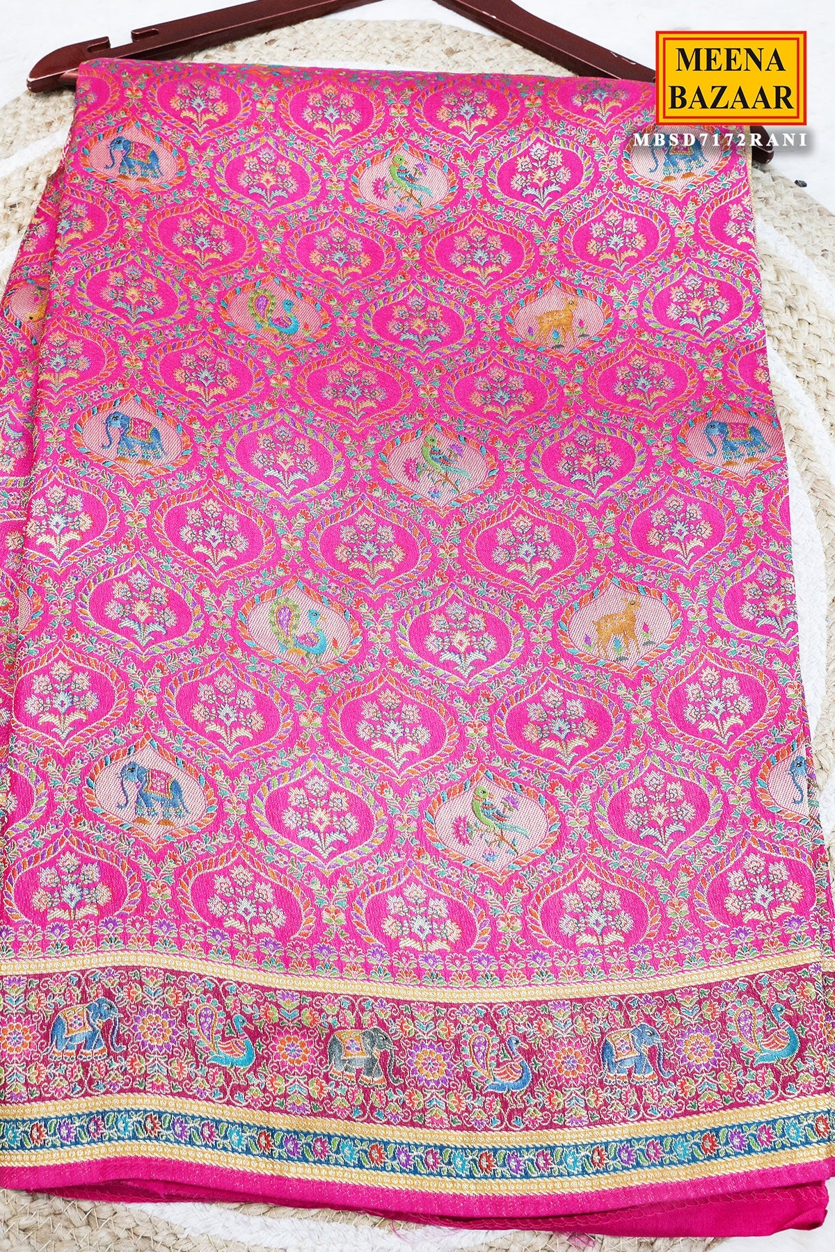 Rani Silk Weaving Saree Traditional Festive Wear