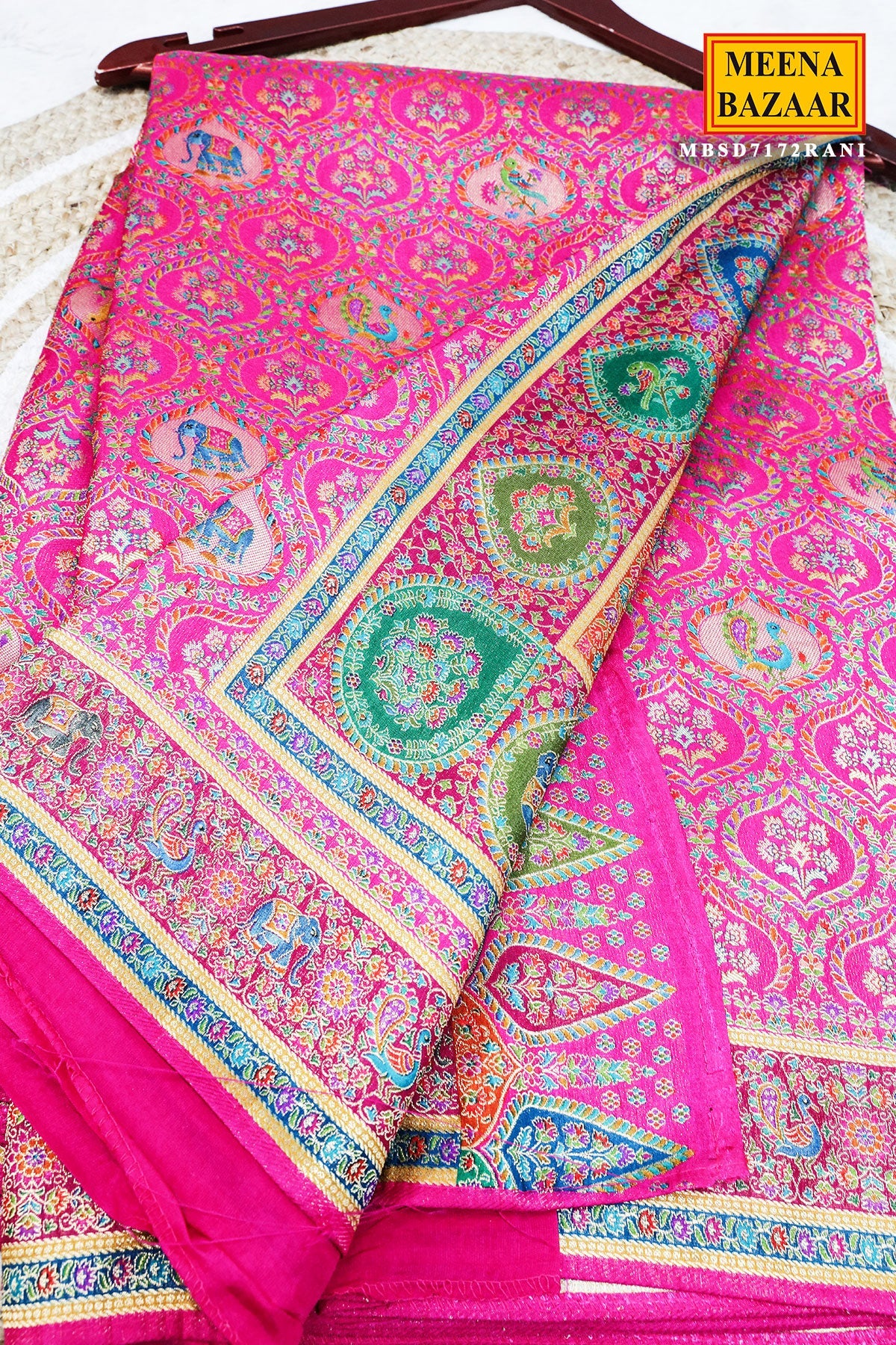 Rani Silk Weaving Saree Traditional Festive Wear