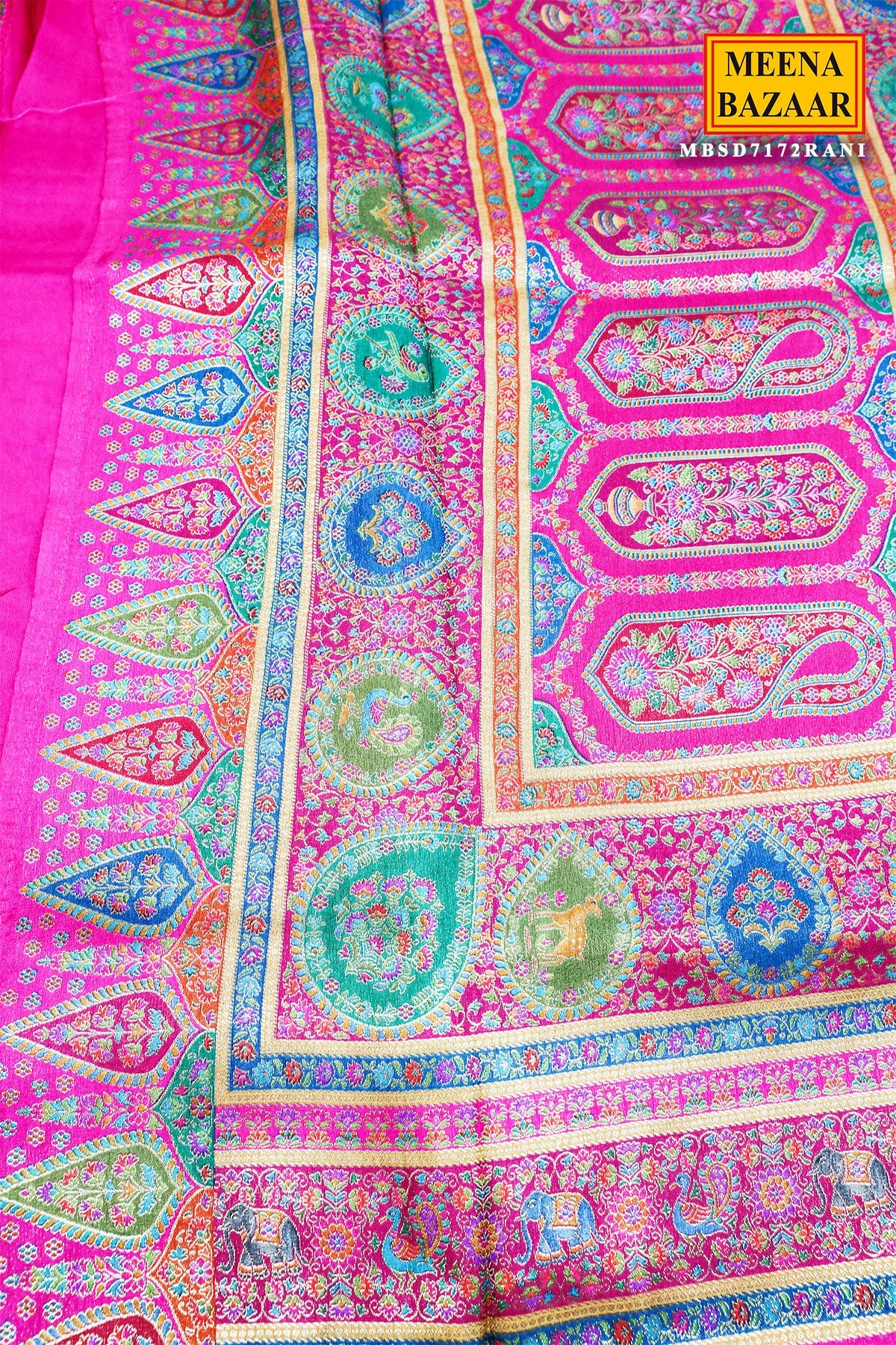 Rani Silk Weaving Saree Traditional Festive Wear