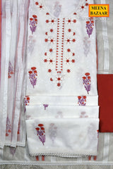 Cream and Red Floral Suit Set