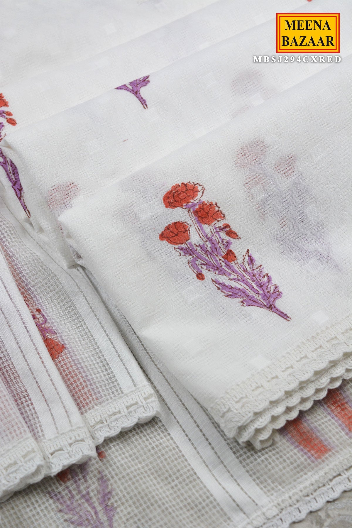 Cream and Red Floral Suit Set