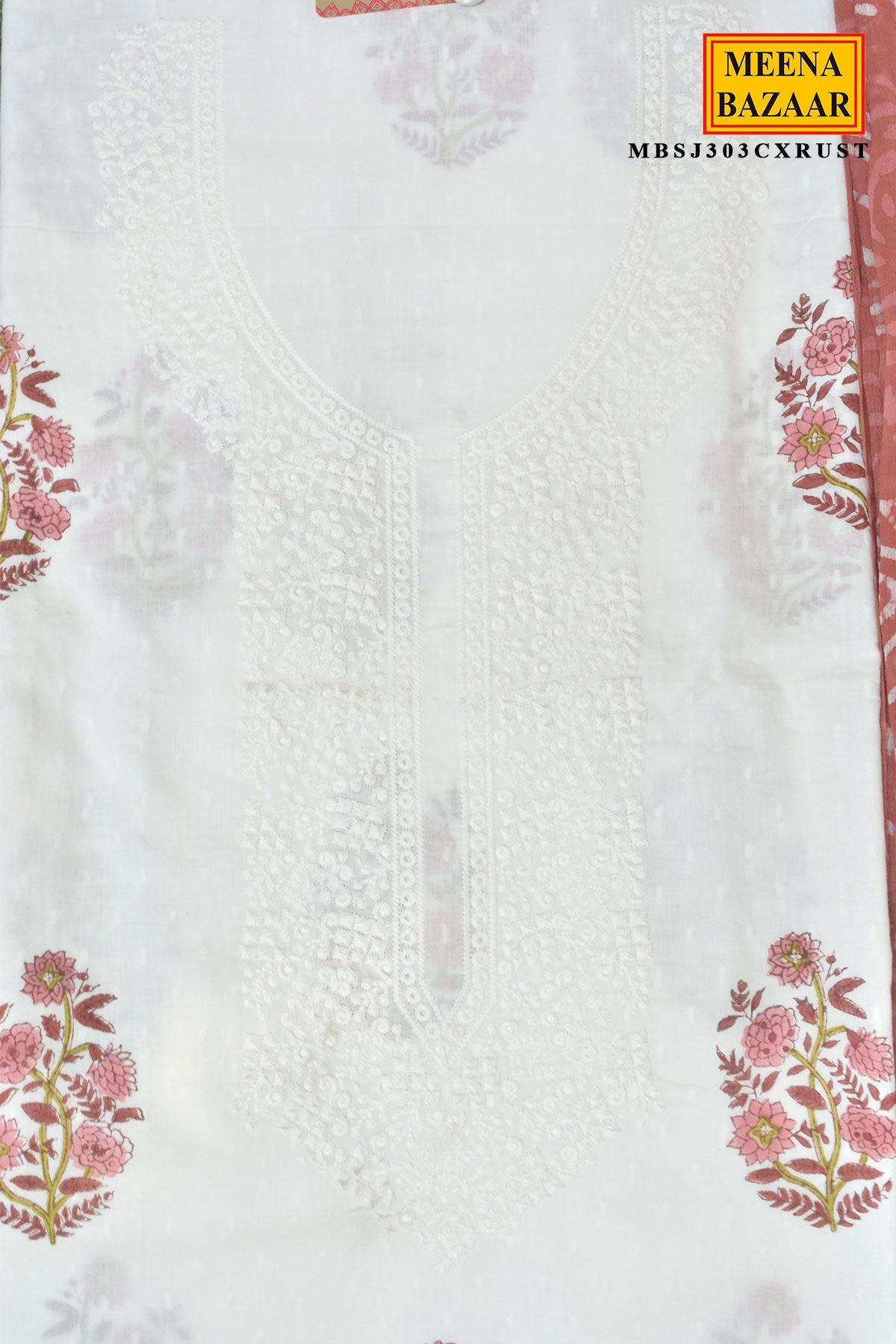 Floral Embroidered Suit Set with Dupatta