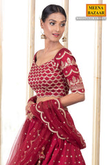 Maroon Zari & Sequin Lehenga