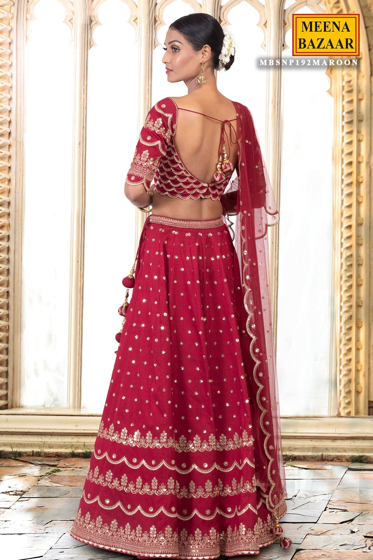 Maroon Zari & Sequin Lehenga