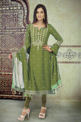 Pista Sequin Georgette Unstitched Suit