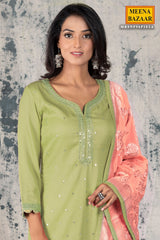 Pista Silk Sequins Unstitched Suit