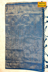 Softy Blue Silk Weaving Jaal Saree