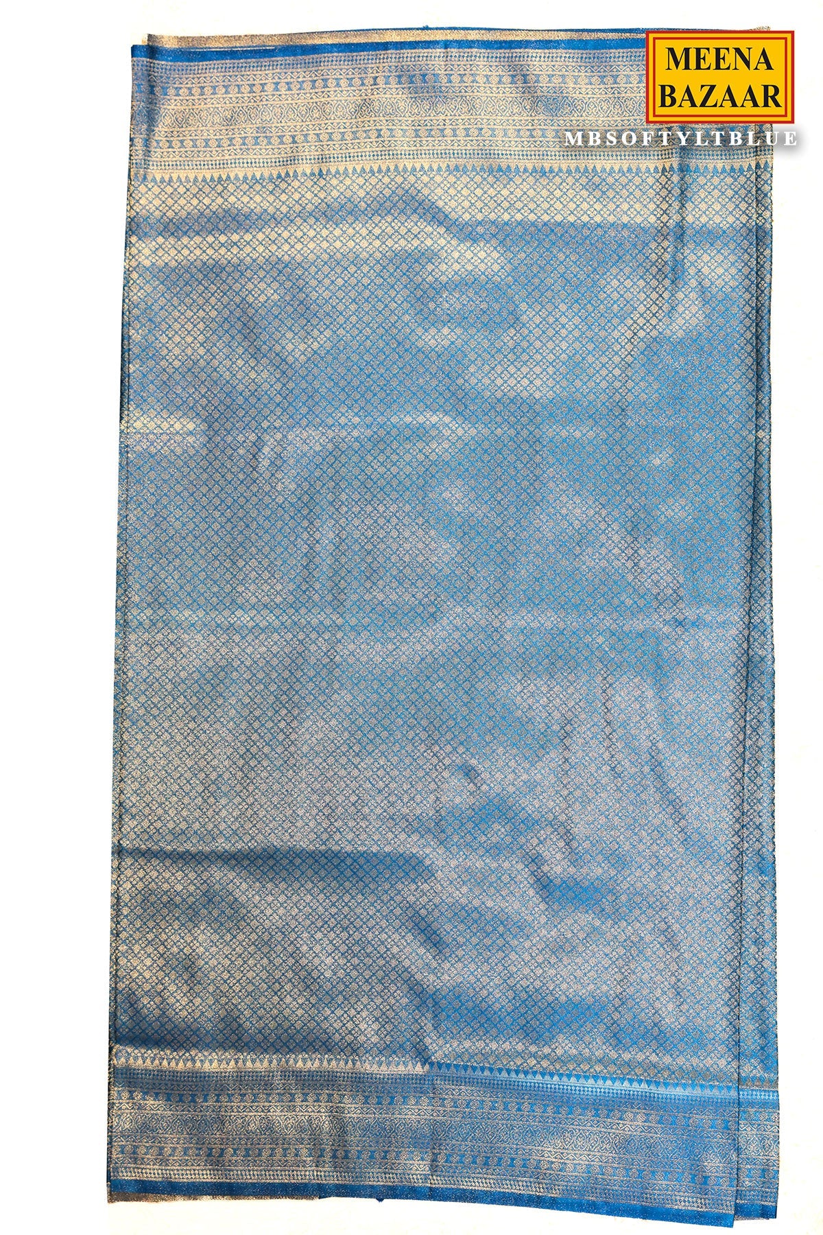 Softy Blue Silk Weaving Jaal Saree