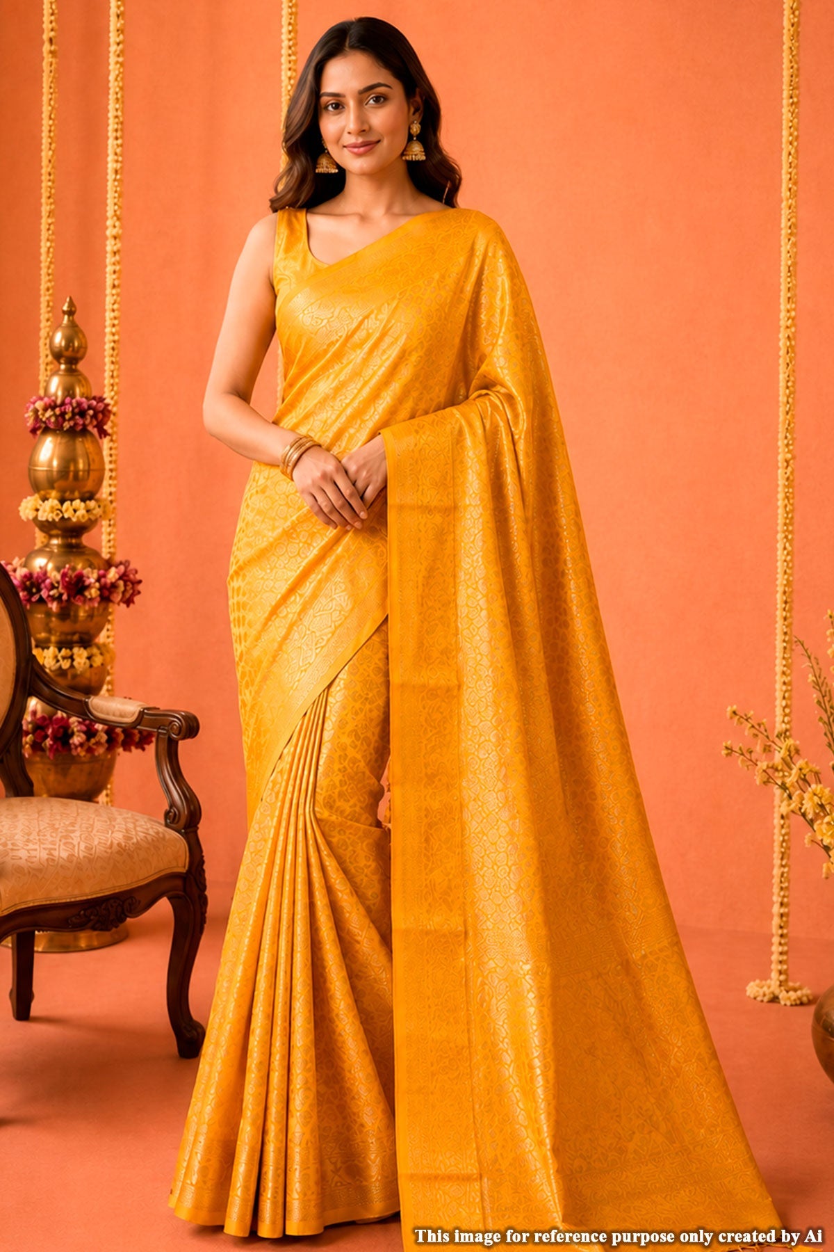 Mango Silk Saree with Signature Weaving Jal