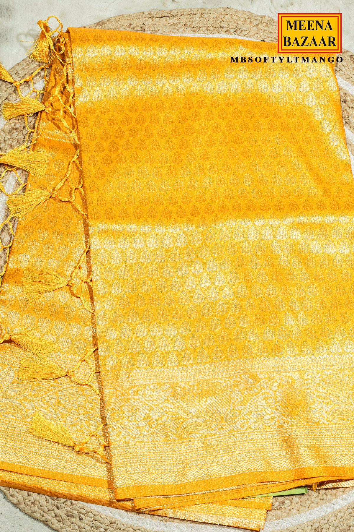 Mango Silk Saree with Signature Weaving Jal