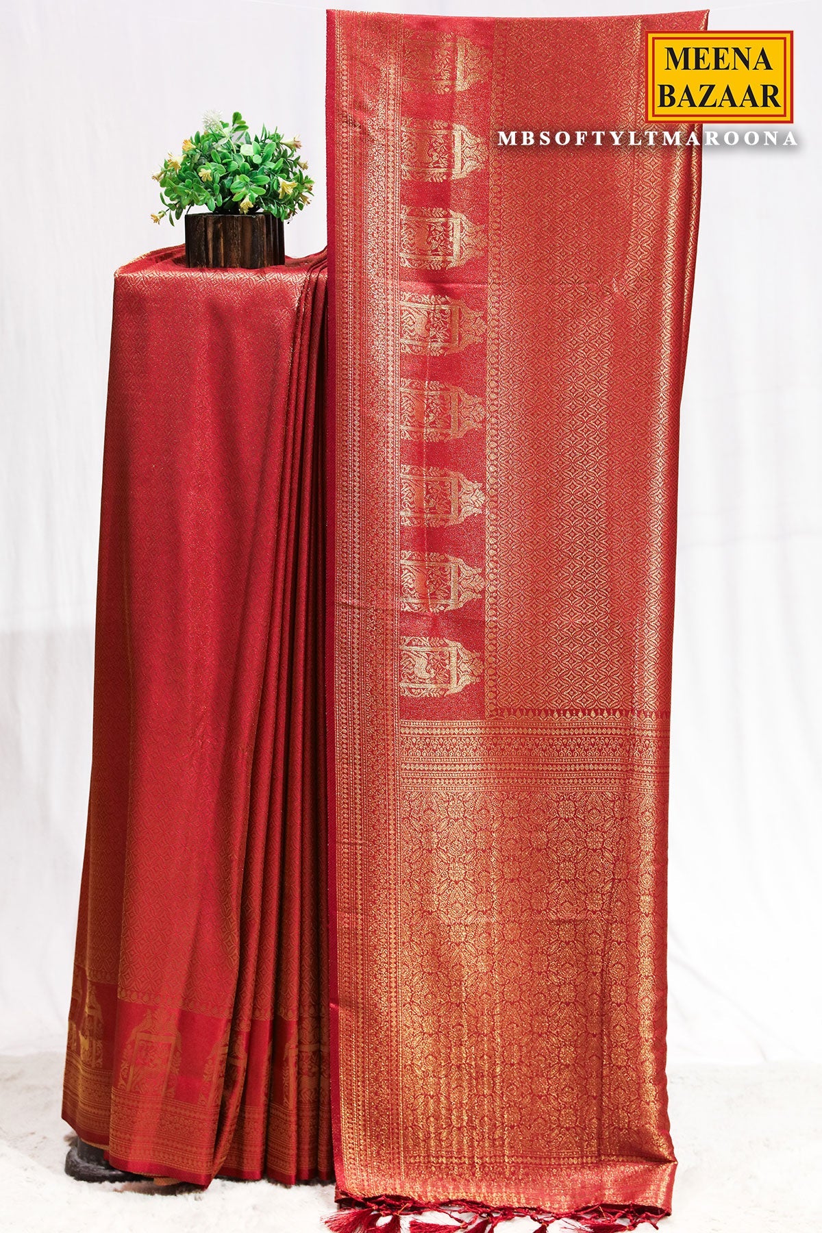 Softy Maroon Silk Weaving Saree