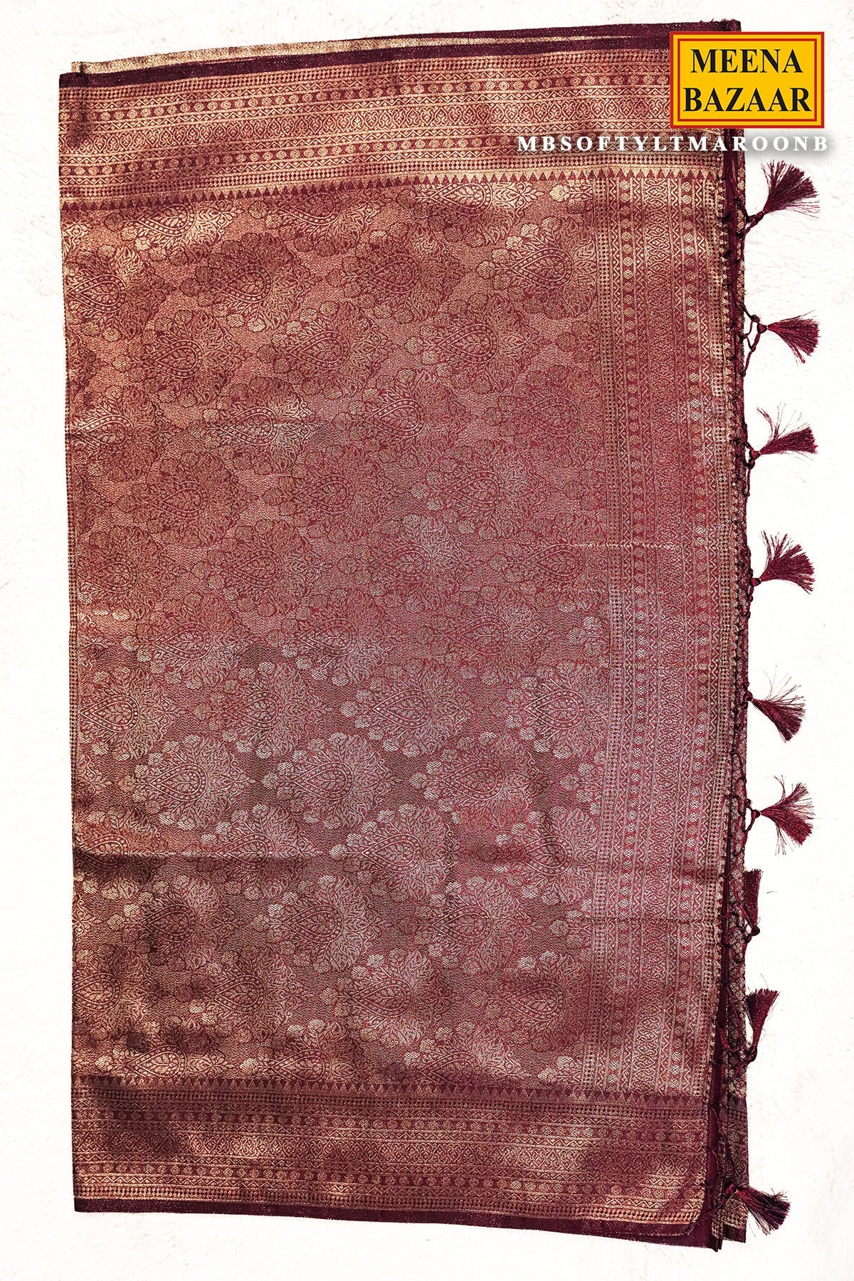 Softy Maroon Silk Weaving Jaal Saree – Classic Edit