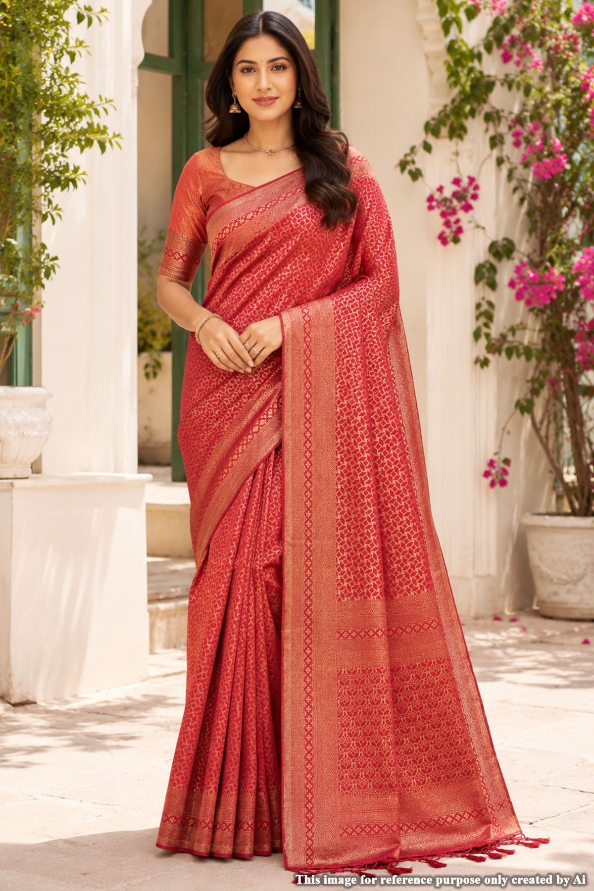 Softy Maroon Silk Weaving Jaal Saree
