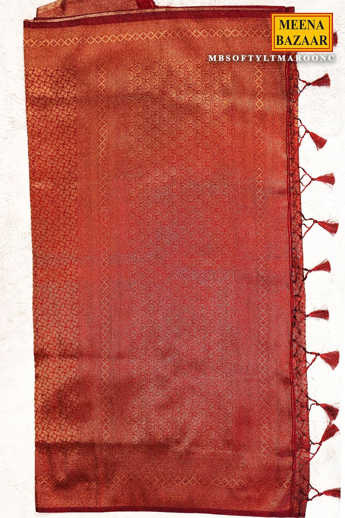 Softy Maroon Silk Weaving Jaal Saree