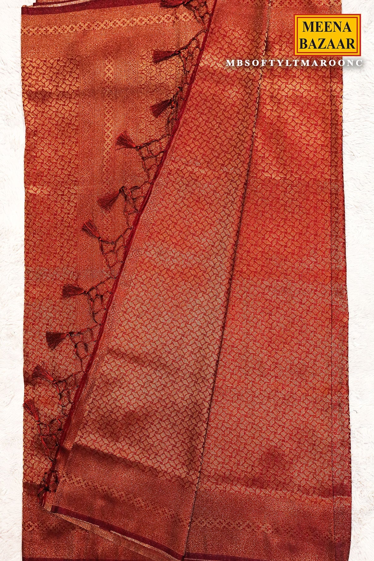 Softy Maroon Silk Weaving Jaal Saree