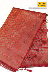 Softy Maroon Silk Weaving Jaal Saree