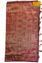 Softy Maroon Silk Weaving Jaal Saree