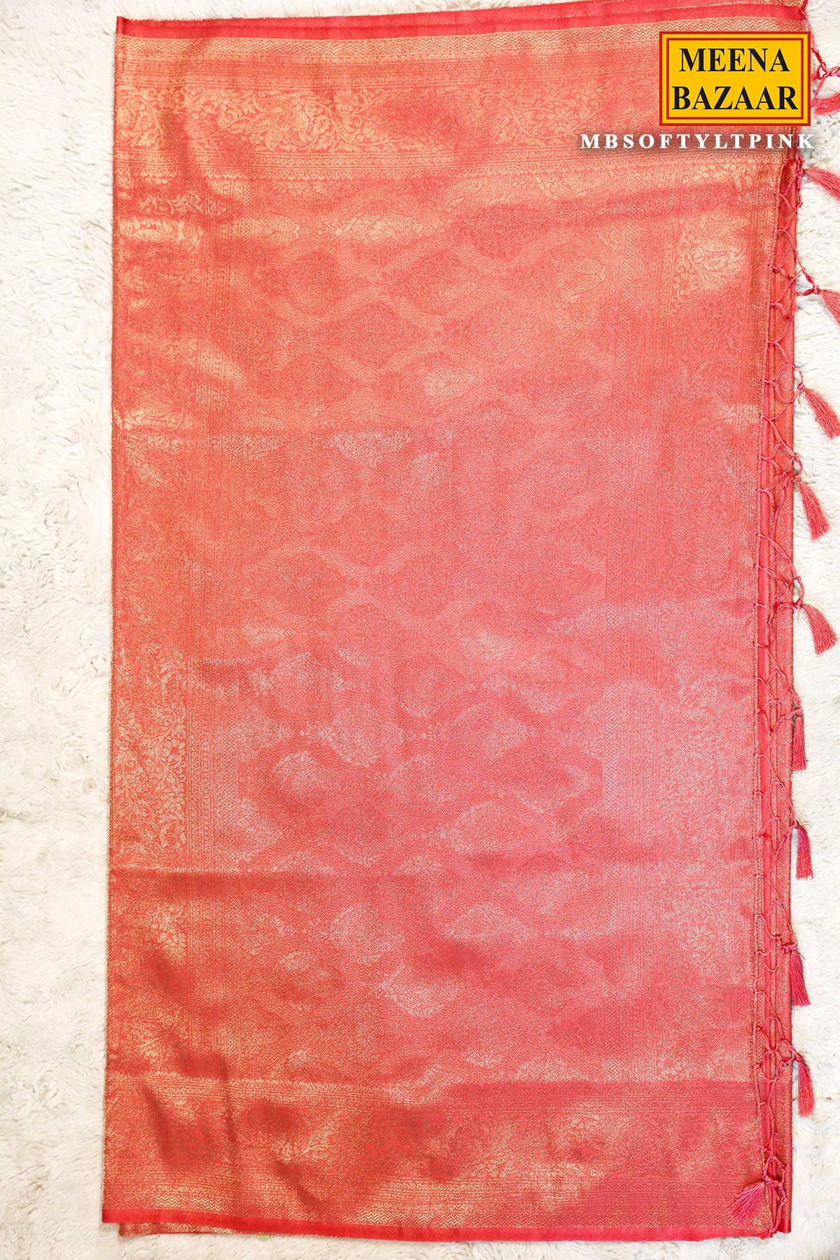 Softy Pink Silk Weaving Jaal Saree