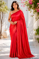 Red Silk Weaving Saree for Women - Elegant Festive & Wedding Wear