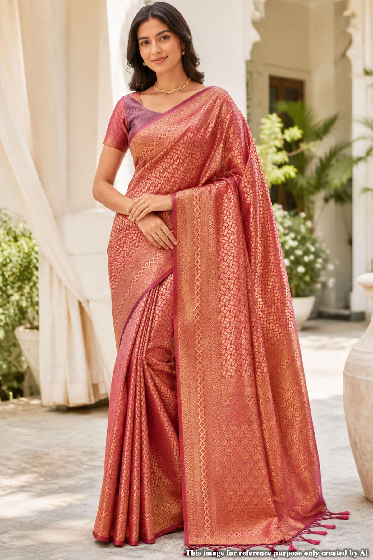 Softy Wine Silk Weaving Jal Saree