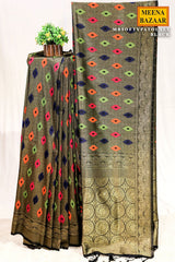 Softi Patola Black Silk Weaving Jaal Saree