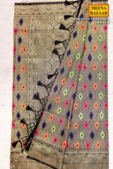 Softi Patola Black Silk Weaving Jaal Saree