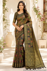 Softi Patola Black Silk Weaving Jaal Saree