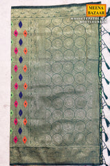 Softi Patola Bottle Green Silk Weaving Jaal Saree