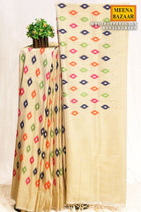 Softi Patola Cream Silk Weaving Jaal Saree