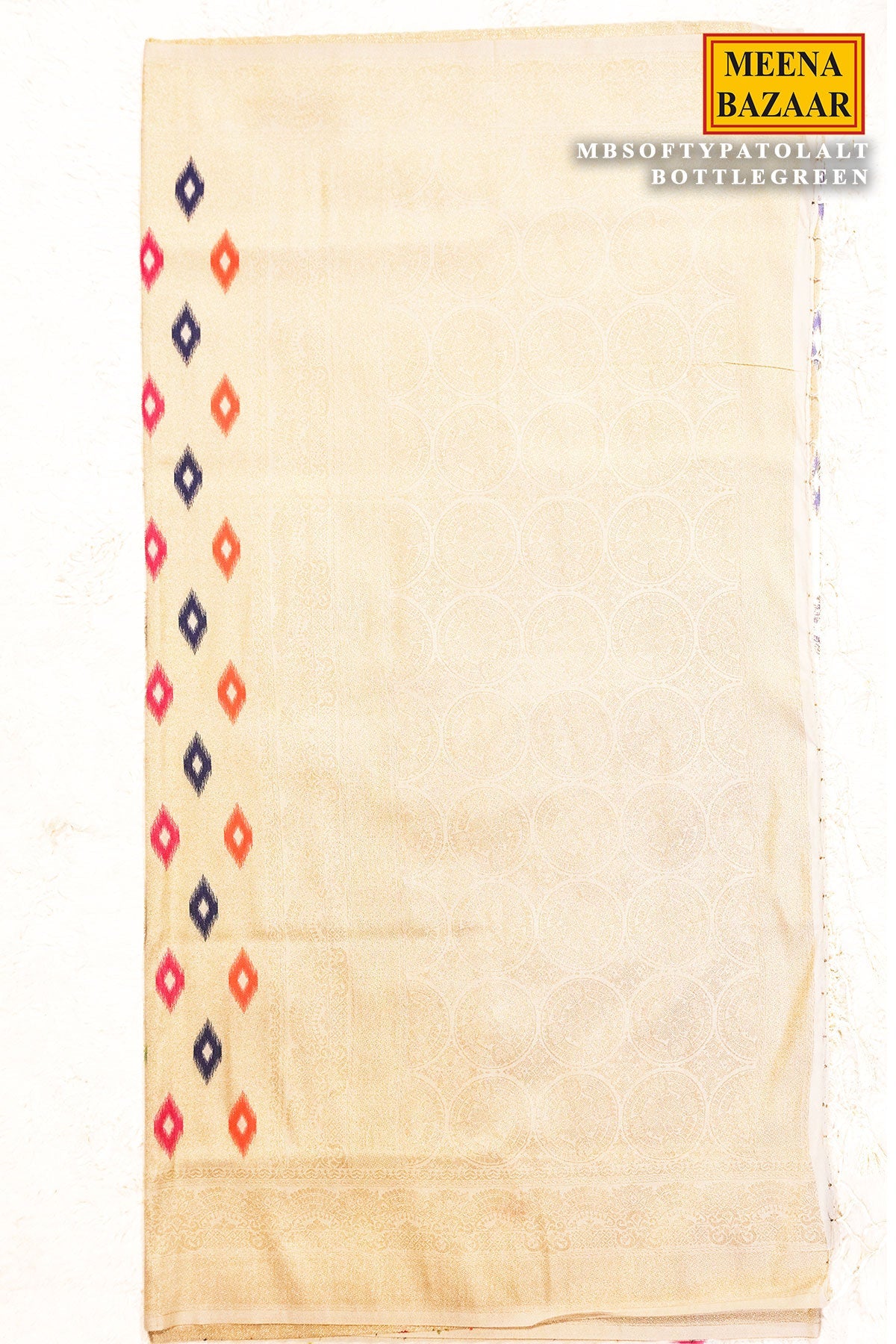 Softi Patola Cream Silk Weaving Jaal Saree