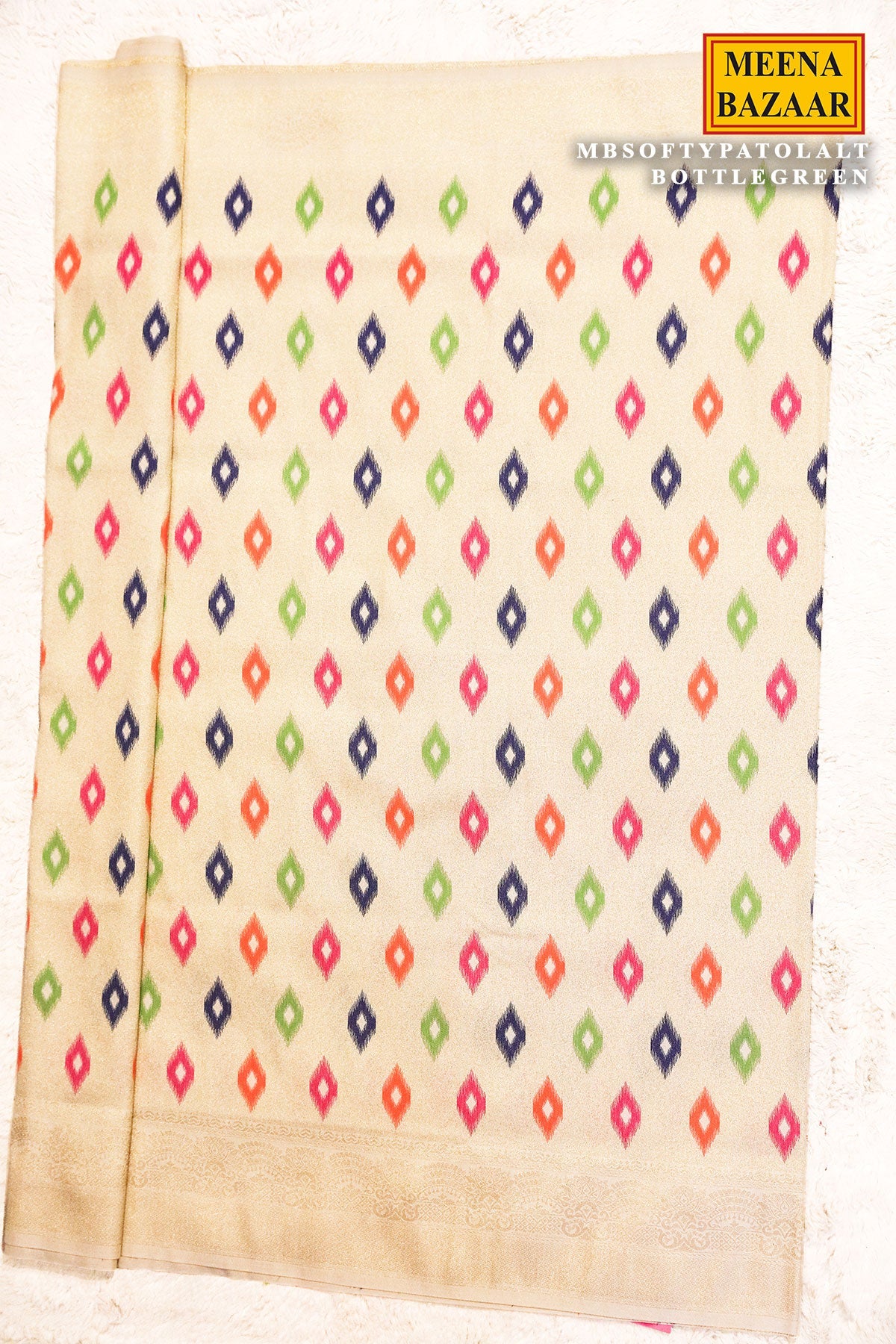 Softi Patola Cream Silk Weaving Jaal Saree