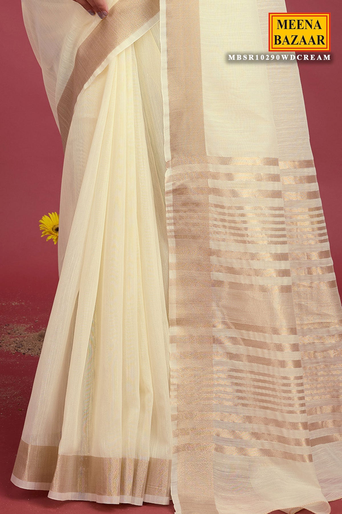 Cream Cotton Weaving Saree – Elegant Everyday Comfort