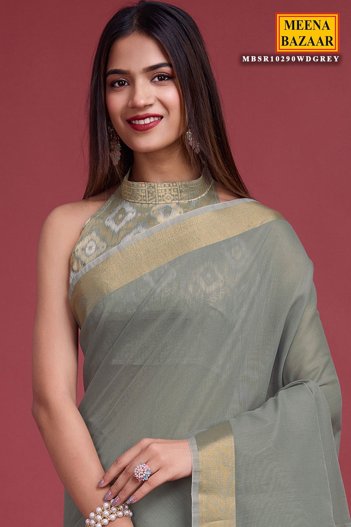 Grey  Cotton Weaving Saree – Elegant Everyday Comfort