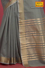 Grey  Cotton Weaving Saree – Elegant Everyday Comfort
