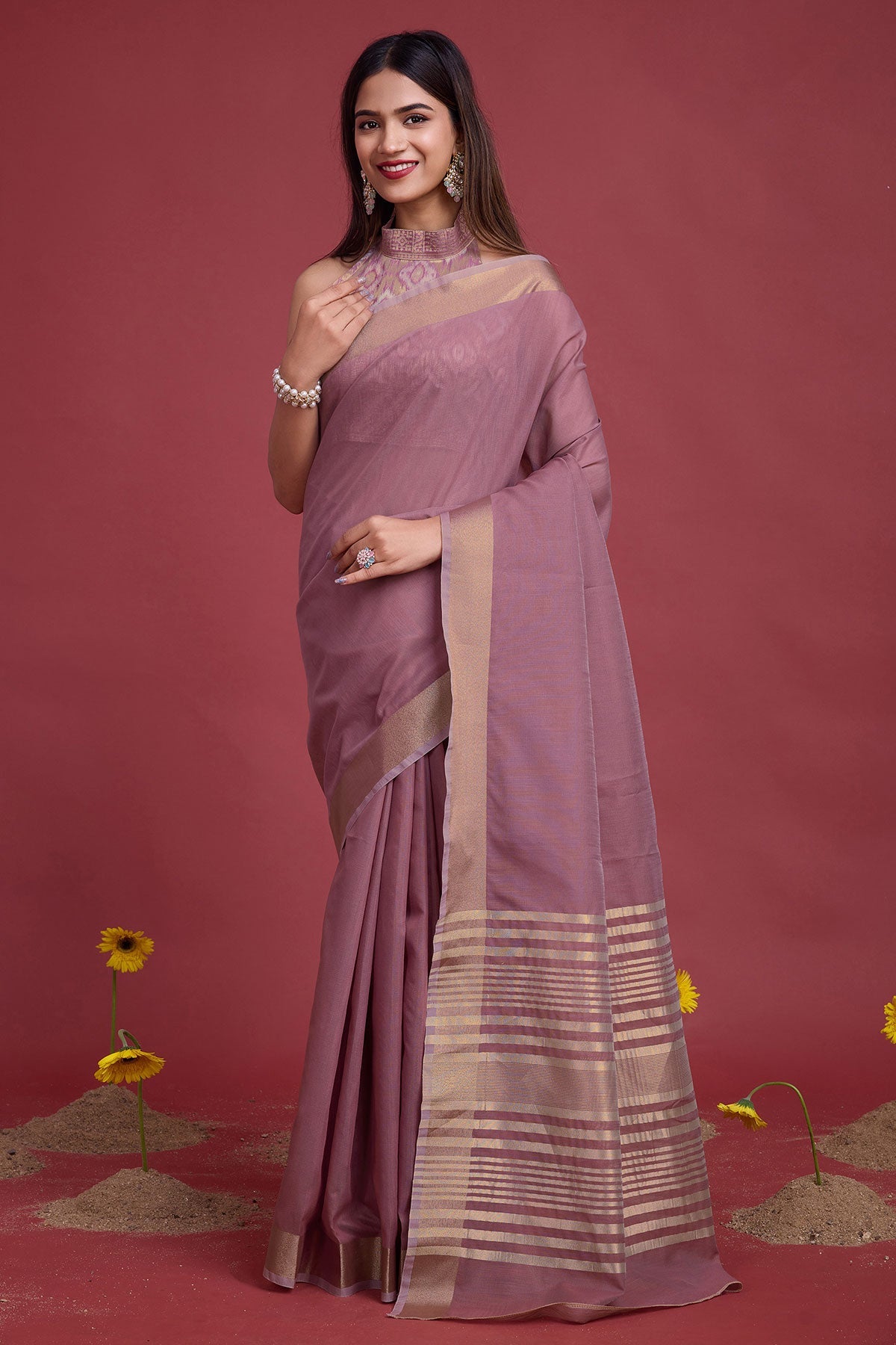 Mauve Cotton Weaving Saree – Elegant Everyday Comfort