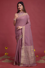 Mauve Cotton Weaving Saree – Elegant Everyday Comfort