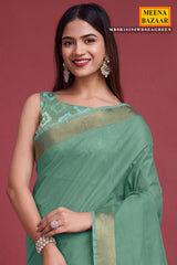 Sea Green Cotton Weaving Saree – Elegant Everyday Comfort