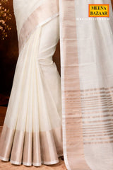 Cream Cotton Saree with Traditional Weaving